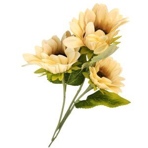 Cream Faux Silk Sunflower Stems 15 Inch 3 Stem Bunch Neutral Artificial Flowers